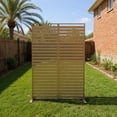 thumbnail image 1 of YUSAZENS Galvanized Steel Outdoor Privacy Screen, 3-Piece Set, Weather Resistant for Patio Backyard Wood Color, 1 of 8