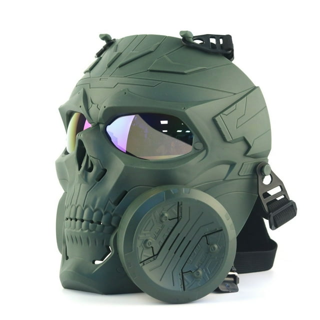 TopOne Tactical Gas Mask Full Face Single Fan Skull Covers Protective Mask for Outdoor Cs Game Masquerade Cosplay