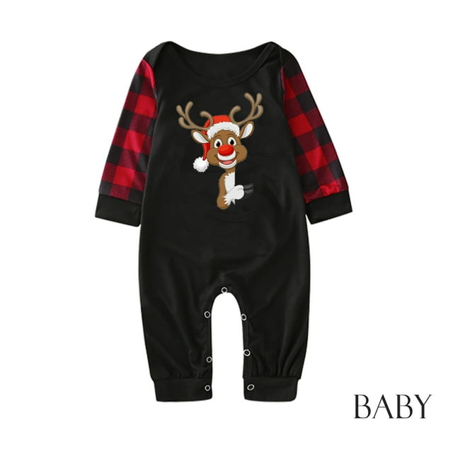 Pyjama de Noël Bébé à Rayures Manches Combinaison Vêtements de Famille Pyjama de Noël en Liquidation