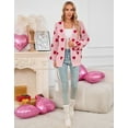 thumbnail image 5 of Women's Heart Knit Cardigan Sweater, V-Neck Long Sleeve Loose Fit Casual Knitwear for Fall and Winter, 5 of 7