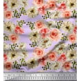 thumbnail image 1 of Soimoi Moss Georgette Fabric Ranunculus with Bunch Floral Printed Fabric 1 Yard 42 Inch Wide, 1 of 3