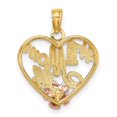 thumbnail image 3 of Auriga Fine Jewelry 14K Two-tone Gold White Rhodium Textured #1 Mom Heart Charm Pendant for Women, 3 of 6