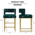 thumbnail image 2 of Lecut 26" H Counter Height Bar Stools Set of 4, Modern Velvet Bar Stools with Square Open Backrest and Gold Metal Frame, Kitchen Counter Stools for Island, Home Bar, Pub,Green+Gold, 2 of 9