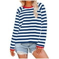 thumbnail image 1 of Timegard Hauts d'Automne pour Femmes 2024 Col Rond Rayé Épaules Tombantes Blouse Ample Confortable Manches Longues Hauts, 1 of 5
