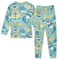thumbnail image 2 of Dailycode Cotton Pajama Set Snug Fit Long Sleeve Top and Pants for 18M-8Y Shark Pineapple Music Players, 2 of 7