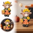 thumbnail image 2 of SUYOLL Fall Highland Cow Figurine Sunflower Girl Cow Resin Figurine Autumn Tabletop Decor Ornament For Thanksgiving Farm Home Shelf Mantel, 2 of 5