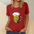 thumbnail image 3 of QLEICOM Oktoberfest T-Shirts, Summer Tops for Women Crewneck Casual Loose Blouses, Beer Mug Printed Graphic Tees Basic Blouses, Women Vintage Funny Pattern Drop Sleeves Tops Red D XL, 3 of 4