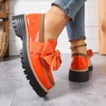 thumbnail image 3 of Mocassins à Nœud pour Femme à Semelle Épaisse, Décontractés, en Cuir Verni, Chaussures Habillées de Bureau, Plateforme, à Enfiler, Chaussures de Marche, Rouges, Taille 8,5, 3 of 7