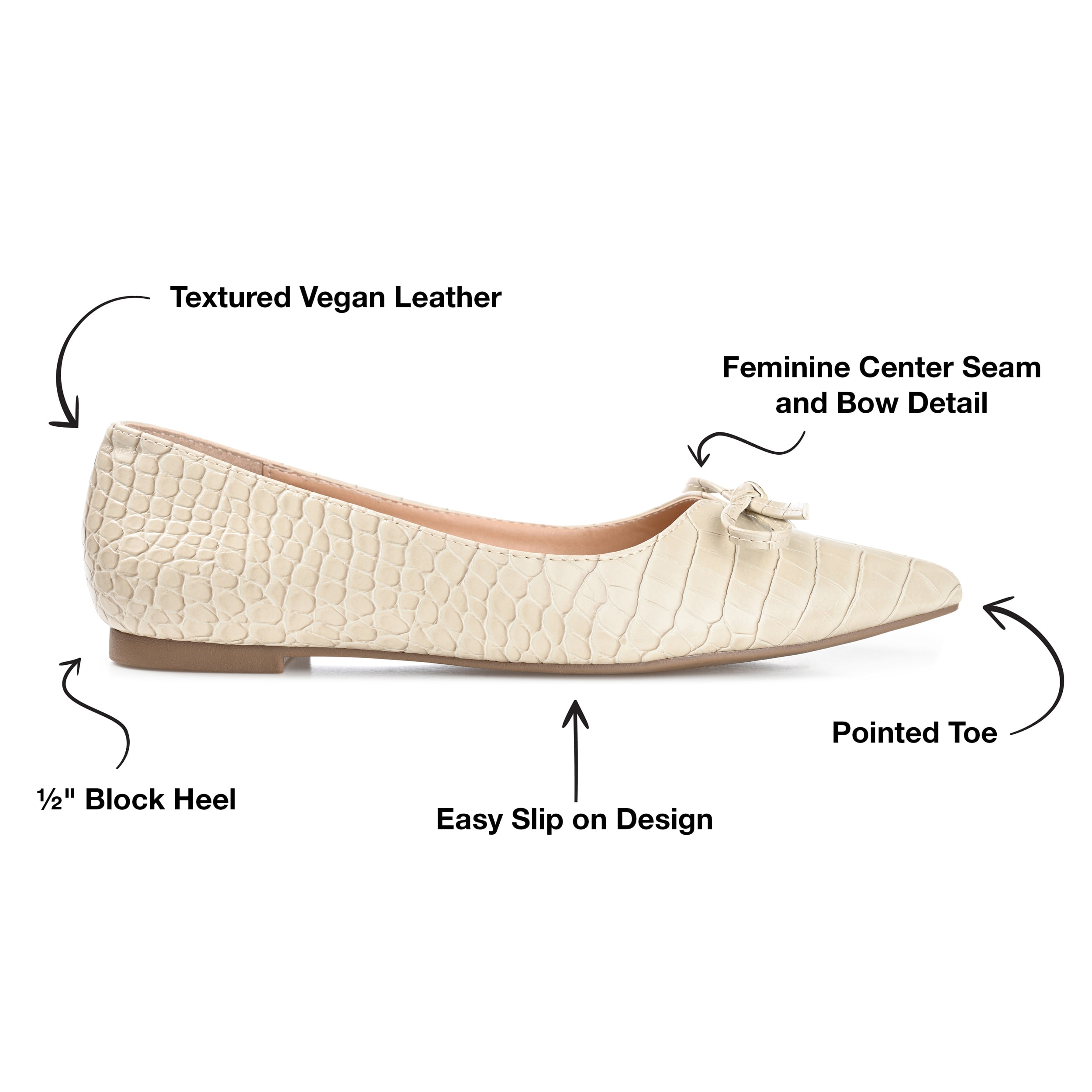 Journee Collection Womens Devalyn Ballet Pointed Toe Slip On Flats