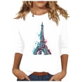 thumbnail image 3 of Pompotops T-shirt Ample Imprimé Mode Femme Manches 3/4 Blouse Col Rond Hauts Décontractés Liquidation, 3 of 4