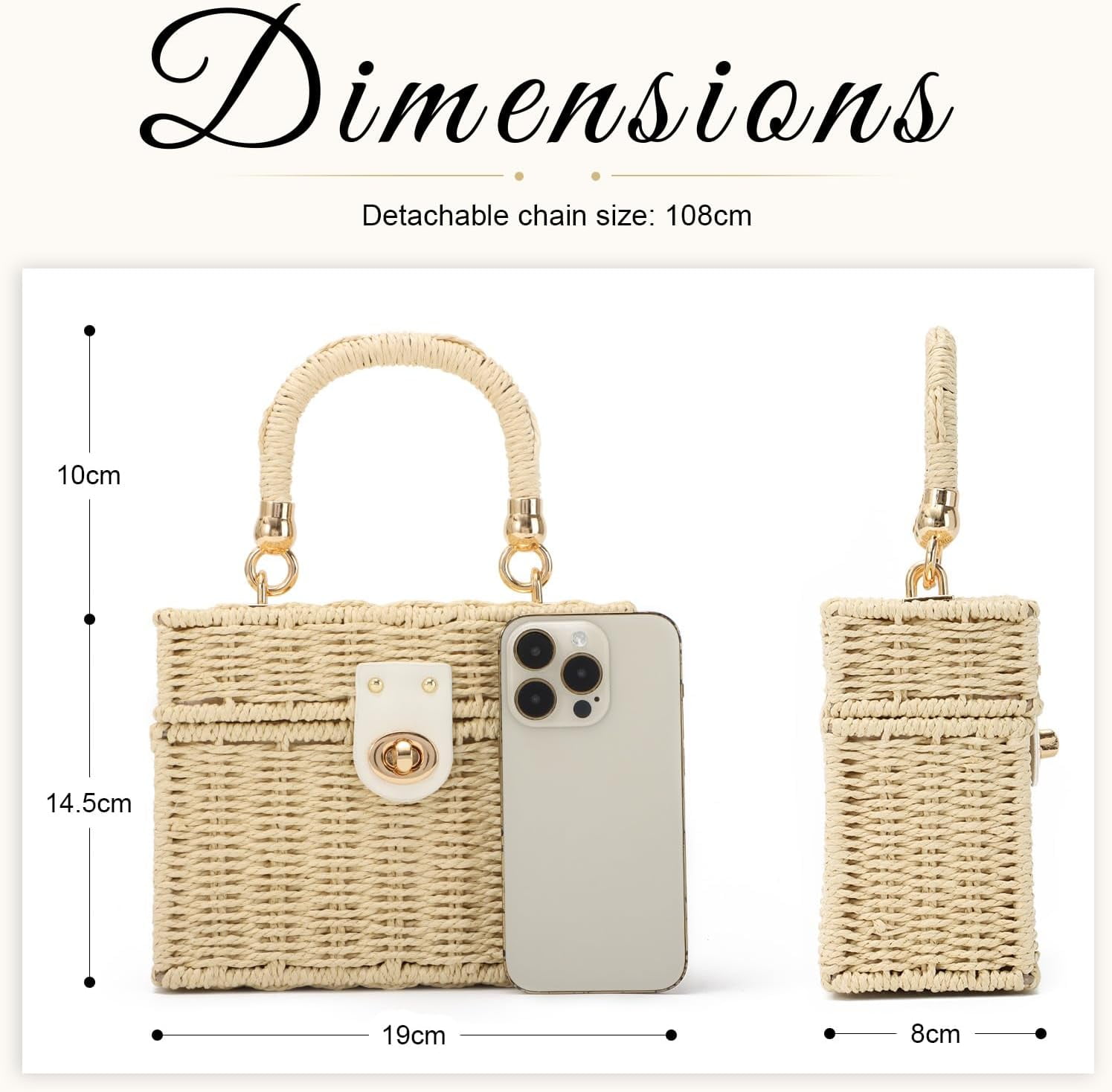 Esunarty Derby Women’s Rattan & Straw Tote Bag, Beige