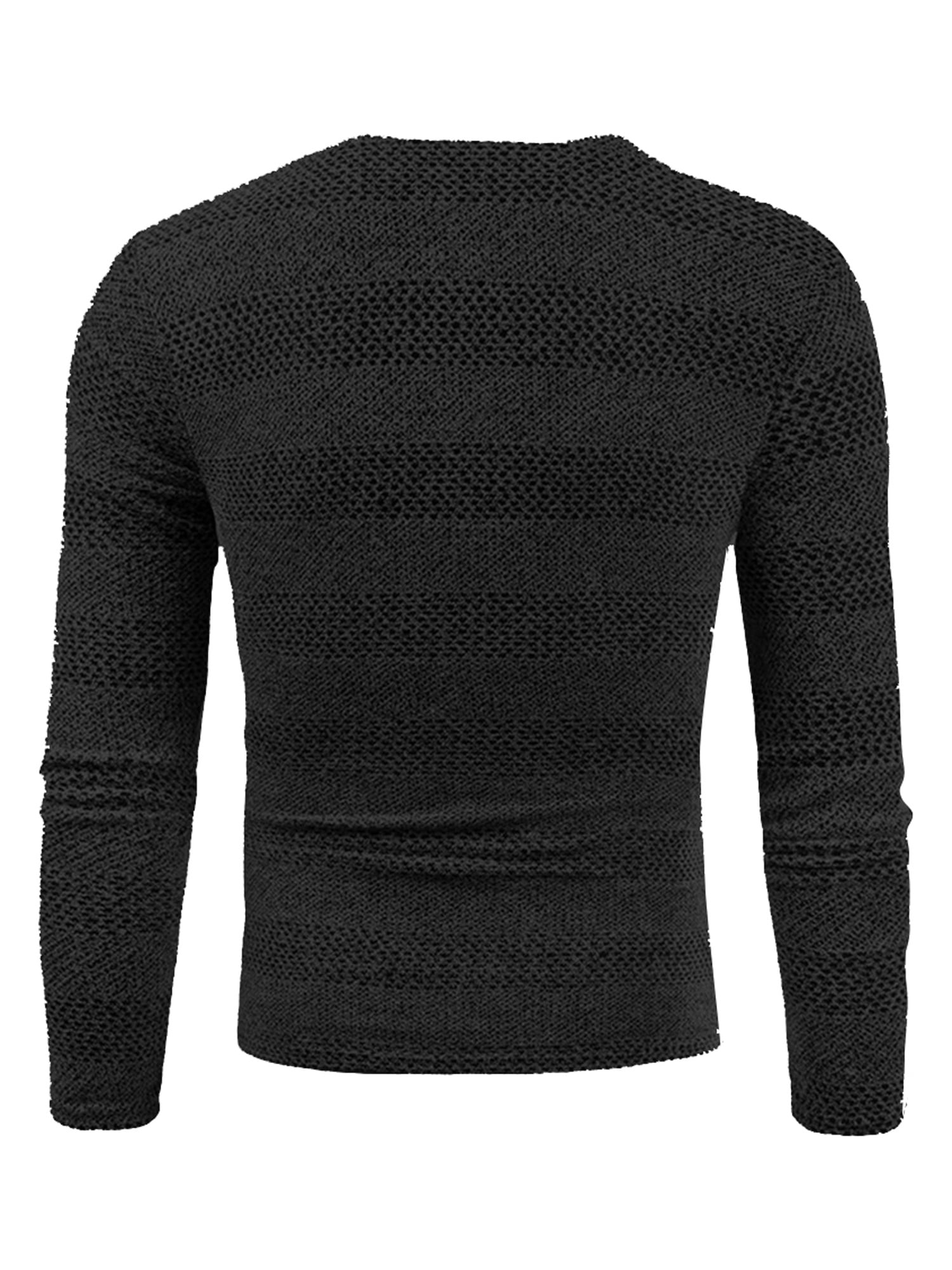 V-neck Warm Winter Knitted Top Fit Slim Mens Sleeve Casual Sweater Long Pullover
