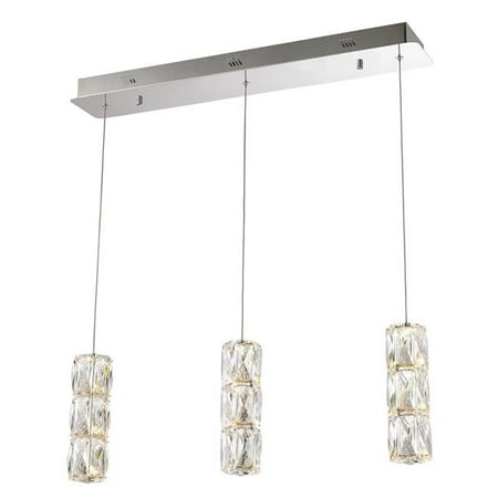 

80 x 4.7 x 27.5 in. Polaris LED light Chrome Pendant - Elegant Cut Crystals