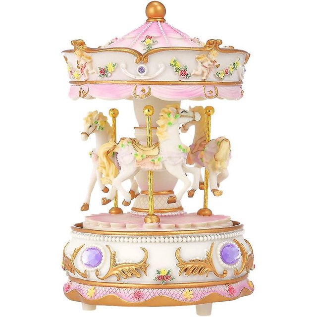 Mini carrusel Caja de música con mecanismo de reloj Caja de música LED colorida Regalo para novias Niños