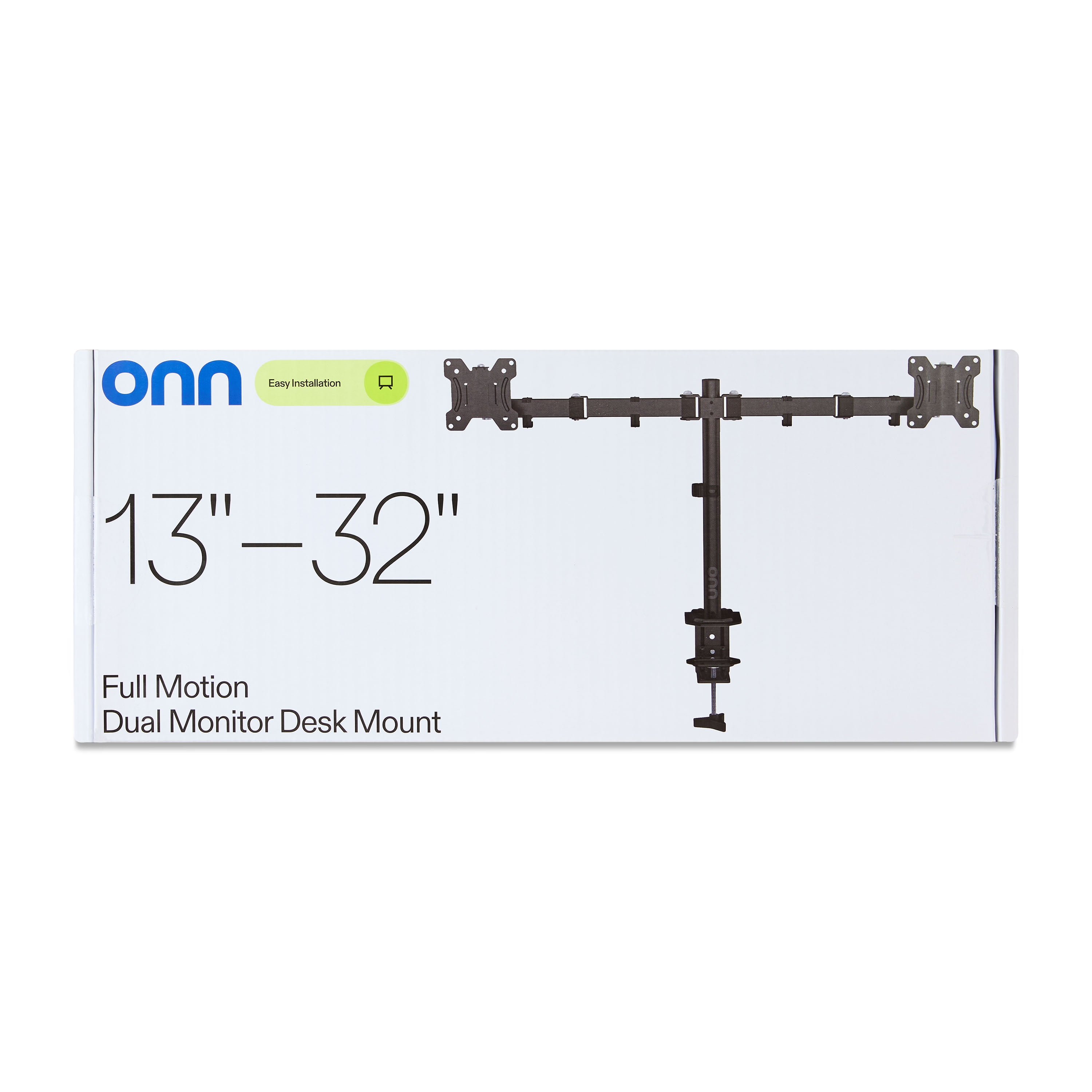 onn Full Motion Dual Monitor Desk Mount, Fits 2 Screens up to 32 Inches - Rotate, Tilt & Swivel, VESA