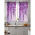 thumbnail image 2 of Purple Botanical Curtains 45 Inch Length,Sheer Curtains for Bedroom Living Room Window Watercolor Spring Floral Oil Painting Elegant Voile Drapes Kitchen Curtains Small Half Window 52"x45" 2 Panels, 2 of 7