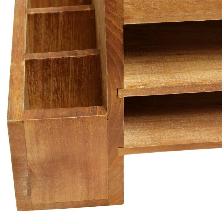 6 Slot Solid Wood Desk Supplies Organizer Inbox Zero