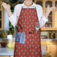 thumbnail image 5 of Red Christmas Tree Pattern Apron-Garden Aprons for Women with Pockets-Cotton Linen Waterproof Kitchen Cooking Gardening Aprons Adjustable for Kitchen,Cooking,BBQ and Salon 33"x27", 5 of 7