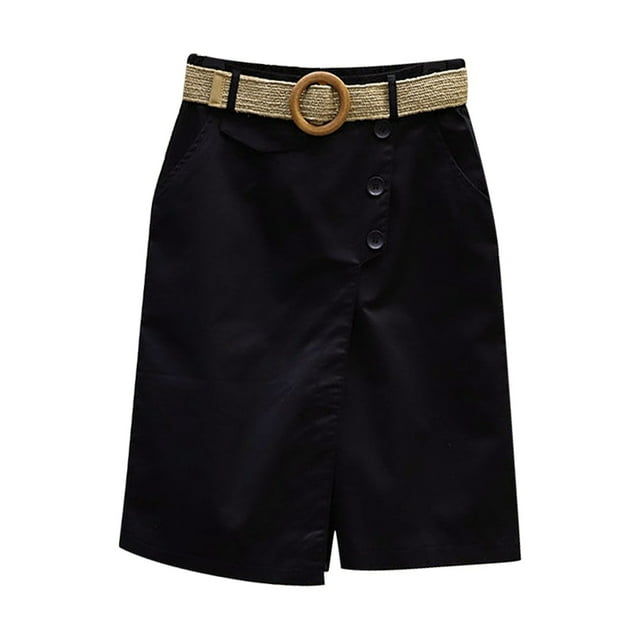 Pantalones cortos de cintura alta lisos para mujer - Elásticos en la cintura, con cordones, de lino informal