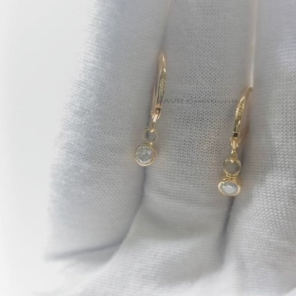 Round Cut Diamond Drop & Dangle Earrings, 14K Yellow Gold Plated Bezel Set Jewelry Gift for Women
