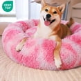thumbnail image 3 of Exclusivo Mezcla Calming Donut Pet Bed for Medium Dogs 24", Anti-Anxiety Plush Cozy Warming Dog Bed, Gradient Pink, 3 of 7