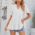 thumbnail image 5 of Womens Tops Clearance T Shirts for Women Fashion Double Layered Ruffle Sleeve Tops For Women Casual V Neck Tunic Tees Summer Loose Fit Solid Going Out Tops Blouse Womens Blouses, 5 of 7