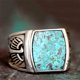 thumbnail image 5 of Anillo de Turquesa Lihuang Bohemia tallada Anillo de Turquesa Retro Moda Anillo de joyería de la personalidad de los hombres y las mujeres, 5 of 6
