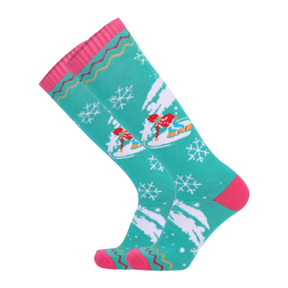 Women Winter Ski Socks, 2 pairs Warm Thermal Snow Socks Over The Calf for Sizes 35-39 (Lake Blue)
