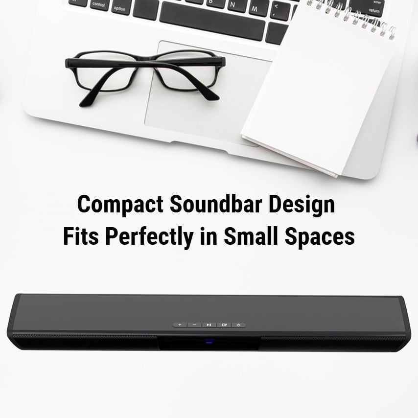 Home Theater Bluetooth Soundbar, Dual 5W Stereo, TWS Pairing, USB/TF/AUX/FM, Wireless Speaker for TV/PC/Phone