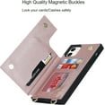 thumbnail image 6 of Crossbody Wallet Case for iPhone 11 with Card Slot Holder,Magnetic Flip Folio Purse,PU Leather with Detachable Lanyard Strap Lattice Pattern Travel Case 6.1" (Rosegold), 6 of 14