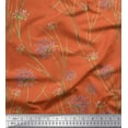thumbnail image 1 of Soimoi Orange polyester Crepe Fabric Grass & Wildflower Floral Print Fabric by Yard 52 Inch Wide, 1 of 1