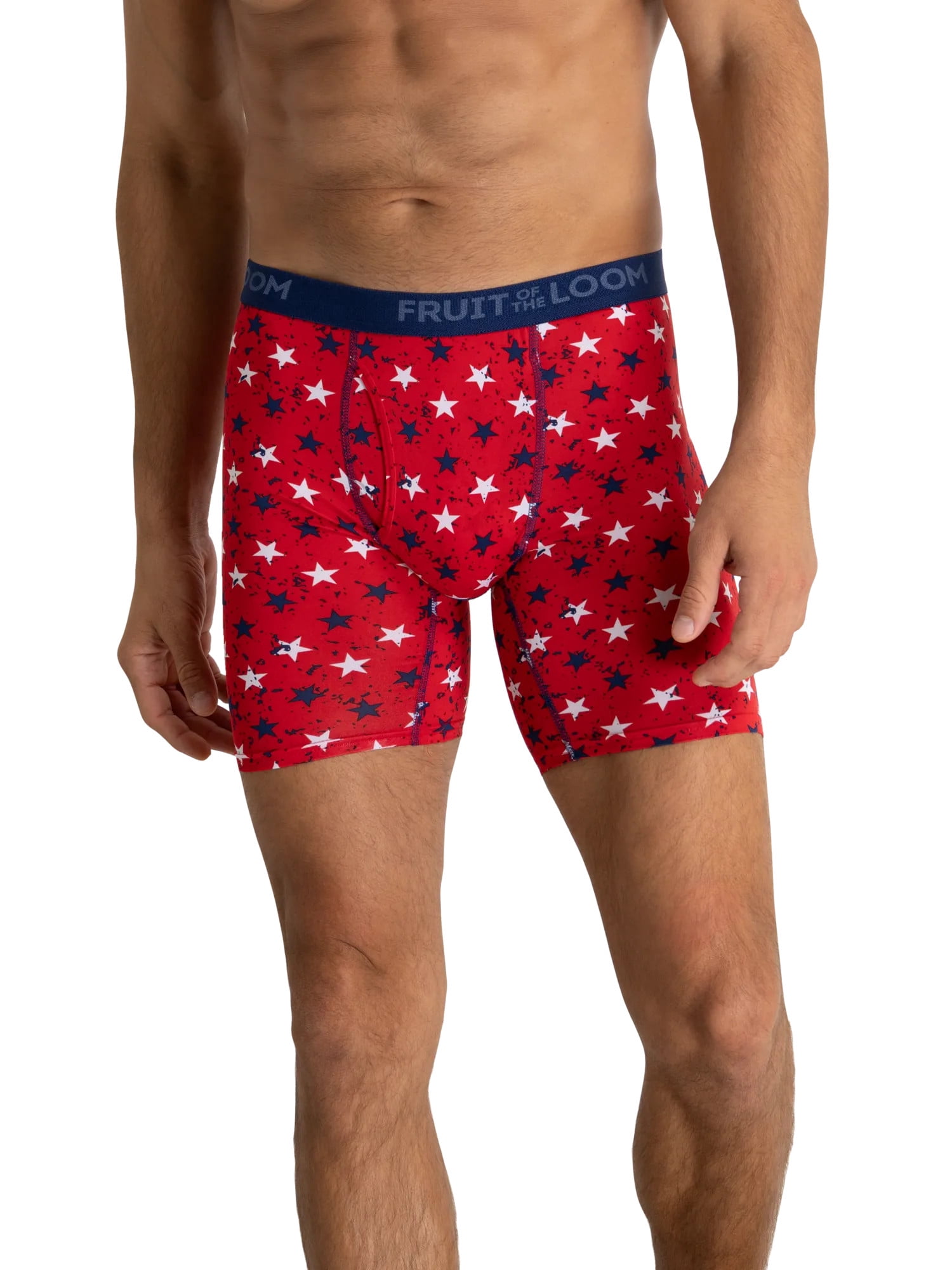 Fruit of the Loom Men's Americana Stretch Boxer Briefs, Moisture Wicking Underwear, 3-Pack