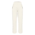 thumbnail image 3 of Alkepwun Pants for Women Summer Faux Cotton Linen Casual Elastic High Waisted Cropped Beachwear Lightweight Breathable Comfortable Tapered Pants, 3 of 5