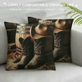 thumbnail image 3 of BCIIG  Western Throw Pillow Cushion Cover, American West Rodeo Elements with Antique Supplies Retro Artwork Photo, Decorative Square Accent Pillow Case,, 3 of 5