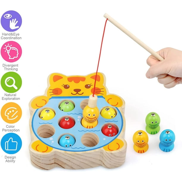 Wooden Toys Magnetic Fishing Game, Kids Games 2 Year Old Wooden Magnetic  Fishing Game, Montessori Wooden Baby Puzzle Games for Babies Development,  Child Wooden Educational Toy 