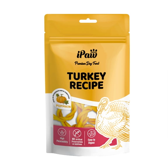 iPaw Turkey Dog Treats, All Natural Human Grade Dog Treat, Suitable for Training chew, US Sourced Raw Material, Hypoallergenic, Rawhide Alternative, Ring (Pumpkin)