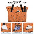 thumbnail image 2 of Tote Bag for Women - Halloween Orange Background Icons Shoulder Bag - Large Utility Work Duffle Bag with Zipper Handbag for Travel, Work, Sprots, 2 of 5