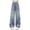 ZB Blue, variant on Girls Pants Heart Embroidered Wide Leg Straight Denim Trousers Comfortable Elastic Waist for Spring Summer Size 8 Y-9 Y