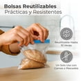 thumbnail image 4 of Berry Bloom Bolsas Reutilizables De Almacenamiento, 300 Piezas, Bolsas Herméticas Con Doble Cierre Sin BPA, Para Alimentos, Sándwich, Frutas, Verduras, Carne, Congelador, Refrigerador, 16.5 X 14.9 cm, 4 of 11