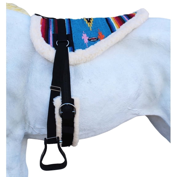 Horse Western Treeless Faux Fur Padded Serape Acrylic Bareback Pad Stirrups 39215