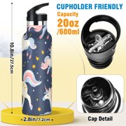 Kids Insulated Stainless Steel Sports Water Bottle 600ml (20oz), BPA-Free Unicorn