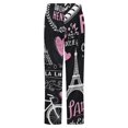 thumbnail image 6 of Paris Chalkboard Print Fabric Winter Female Pants Flannel High Waist Women Pants Lady Warm Straight Leg Plush Trousers, 6 of 7