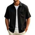 thumbnail image 6 of LODIENY Adjustable Short Sleeve Button Down Shirts for Men with Pocket Collared Basic Casual Summer Beach Shirt Black XXXL, 6 of 7
