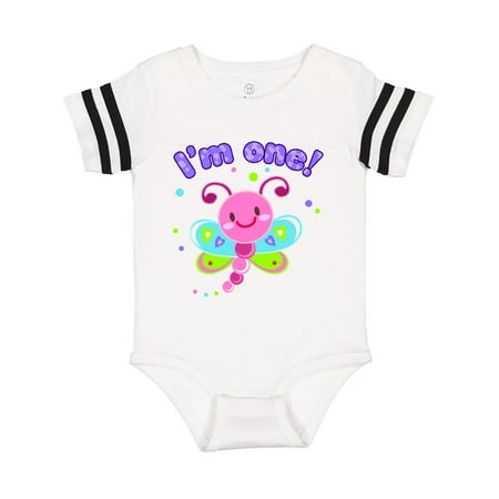 

Inktastic I m One- dragonfly First Birthday Gift Baby Girl Bodysuit