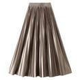 thumbnail image 3 of DuoJiaJ Summer High Waist Glossy Pleated Midi Skirt Flowy Long Skirt With Shiny Finish For Casual And Dressy Occasions A Line Skirts Women Pink One Size, 3 of 3