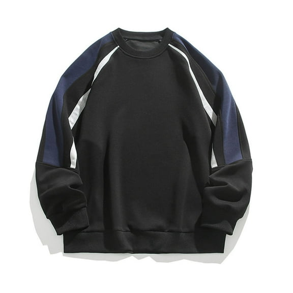 Mqqzkk Crewneck Sweatshirts For Men Patchwork Athletic Workout Sweat Shirt Casual Loose fits Long Sleeve Pullover Top