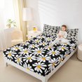 thumbnail image 4 of Homewish Black White Flower Bed Sheets for Kid, Groovy Daisy Floral King Sheets, Kawaii Cartoon Theme Sheet Set, Breathable Home Decor, 4-Piece, 4 of 7