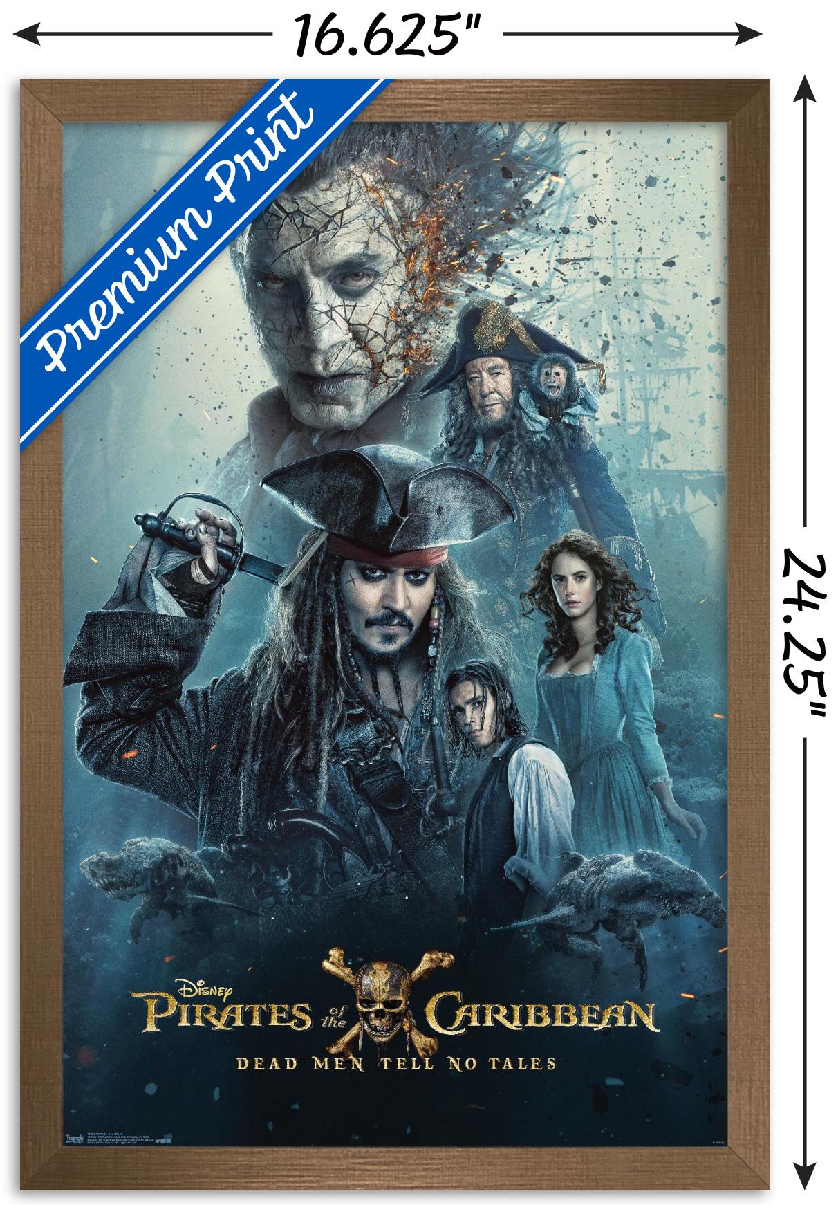 Disney Pirates of the Caribbean: Dead Men Tell No Tales - One Sheet Wall Poster, 14.725" x 22.375", Framed