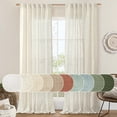 thumbnail image 1 of Cortinas LAMIT de lino transparente color marfil de 230 cm de largo para sala de estar, 1 of 9