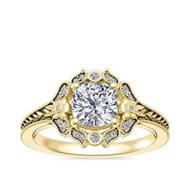 0.60 Carat Excellent Cushion Cut Real Diamond New Design Halo Ring for Wedding Solid 18K Yellow Gold Size 11